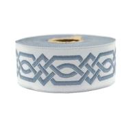 10 Meter 35 mm blau und hellgrau Jacquard-Band gewebt mit keltischem Knotenmuster, Rollen, Borte, bestickt, Handwerk, Kleidung, Kurzwaren, Basteln, Dekoration, mittelalterliche Nähte, 35272-V5