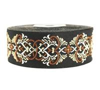 10 Meter 35 mm braunes und dunkelcremefarbenes Jacquard-Band mit skandinavischem Muster, Rollen, Borte, bestickt, Handwerk, Kleidung, Kurzwaren, Basteln, Dekoration, mittelalterliches Nähen 35976-V2