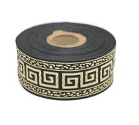 10 Meter 35 mm braunes und goldenes Jacquard-Band, gewebt, griechischer Schlüssel, Rollen, Borte, bestickt, Handwerk, Kleidung, Kurzwaren, Basteln, Dekoration, mittelalterliche Näharbeit 35060