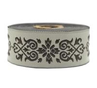 10 Meter 35 mm braunes und hellbeiges Jacquard-Band, gewebt, keltischer Knoten, Rollen, Band, bestickt, Handwerk, Kleidung, Kurzwaren, Basteln, Dekoration, mittelalterliche Nähte, 35271-V8