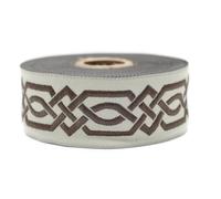 10 Meter 35 mm braunes und hellbeiges Jacquard-Band, gewebt, keltischer Knoten, Rollen, Band, bestickt, Handwerk, Kleidung, Kurzwaren, Basteln, Dekoration, mittelalterliche Nähte, 35272-V8