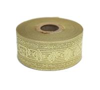 10 Meter 35 mm goldfarbenes Jacquard-Band, gewebt, griechischer Schlüssel, Rollen, Borte, bestickt, Handwerk, Kleidung, Kurzwaren, Kreativität, Dekoration, mittelalterliches Nähen 35060