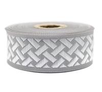 10 Meter 35 mm grau und weiß Jacquard-Band gewebt mit keltischem Knotenmuster, Rollen, Borte, bestickt, Handwerk, Kleidung, Kurzwaren, Basteln, Dekoration, mittelalterliche Näharbeit 35274-V3