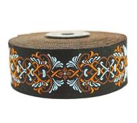 10 Meter 35 mm Orange und Dunkelblau Jacquardband gewebt mit skandinavischem Muster Rollen Borte Stoffband bestickt Handwerk Kleidung Kurzwaren Hobby Kreativ Dekoration Mittelalter 35976-V3