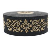 10 Meter 35 mm schwarz und gold Jacquard-Band gewebt mit keltischem Knotenmuster, Rollen, Borte, bestickt, Handwerk, Kleidung, Kurzwaren, Basteln, Dekoration, mittelalterliche Nähte, 35271-V10