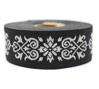 10 Meter 35 mm schwarz und weiß Jacquard-Band gewebt mit keltischem Knotenmuster, Rollen, Borte, bestickt, Handwerk, Kleidung, Kurzwaren, Basteln, Dekoration, mittelalterliche Näharbeit 35271-V9