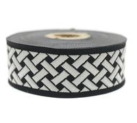 10 Meter 35 mm schwarz und weiß Jacquard-Band gewebt mit keltischem Knotenmuster, Rollen, Borte, bestickt, Handwerk, Kleidung, Kurzwaren, Basteln, Dekoration, mittelalterliche Näharbeit 35274-V9