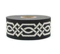 10 Meter 35 mm schwarz und weiß Jacquard-Band gewebt mit keltischem Knotenmuster, Rollen, Borte, bestickt, Handwerk, Kleidung, Kurzwaren, Basteln, Dekoration, mittelalterliche Näharbeiten, 35272-V9