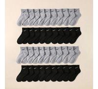 10 Paar Kinder Schwarz & Grau einfarbige Lässig Sport Knöchelsocken