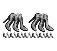 10 Paare Applikationsflicken 14,5x10x0,1cm, Pailletten High Heel Form | Silberne Verzierung zum Abdecken von Löchern, für Rucksack, Jeansjacke, Handarbeit und Kreative Dekoprojekte