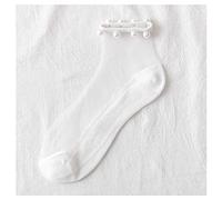 10 Pairs Crystal Tulle Pearl Summer Socks, Lace Elastic Ultra Thin Silk Stockings Short (K)