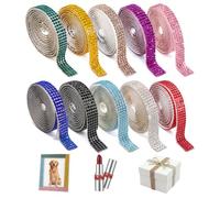 10 Rollen Selbstklebendes Strassband Set, 4 Reihen für DIY-Dekorationen | Selbstklebend, Strasssteine