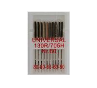 10 Standard Nähmaschinennadeln Flachkolben 130R/705H, Nr. 80
