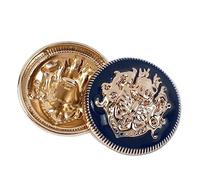 10 Stück 10-28mm Metallknöpfe, rund, Retro-Schaft, dekorative Knöpfe für Mäntel, Hemden, Schnallen, Kleidungsdekoration, Schnallen-Nähzubehör, Blaues Gold, 25mm