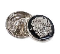 10 Stück 10-28mm Metallknöpfe, rund, Retro-Schaft, dekorative Knöpfe für Mäntel, Hemden, Schnallen, Kleidungsdekoration, Schnallen-Nähzubehör, Silber schwarz, 23mm