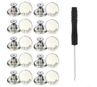 10 Stück 17 mm Metall-Jeansknöpfe zum Aufnähen, Ersatz-Set für Hosen, Jacken, Taschen, verstellbare Passform, Reparatur-Set mit Werkzeug (F)