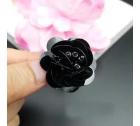 10 Stück 3D handgefertigte kleine Blumen-Pailletten-Applikationen zum Aufnähen für Kleidung, Perlen, Schwarz, Weiß