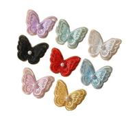 10 Stück 4,5 X Cm Doppelschichtige Bestickte Schmetterlings-Stoffflicken Bunte Netzapplikationen For DIY-Näharbeiten, Basteln, Kopfbedeckungen FüR Jacken MüTzen RucksäCke Jeans(Mix color with Bead)