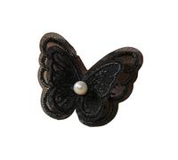 10 Stück 4,5 X Cm Doppelschichtige Bestickte Schmetterlings-Stoffflicken Bunte Netzapplikationen For DIY-Näharbeiten, Basteln, Kopfbedeckungen FüR Jacken MüTzen RucksäCke Jeans(Black with Bead)