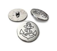 10 Stück Anker silber glänzend Knöpfe aus Metall 15mm oder 23mm (15mm)
