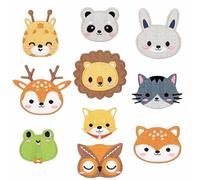 10 Stück Bügelflicken Kinder, Flicken Zum Aufbügeln Tier Patches, Bestickte Bügelbilder Aufnäher für T-Shirt Jeans Taschen Kleidung Reparatur und Textilien