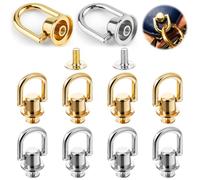 10 Stück D-Ringe für Handtaschenriemen,gold- und silberfarben,360 Grad drehbare Metall-D-Ringe mit Schraubnieten,Metallbeschläge für Taschen,Umhängetaschen-Umbausets,Bastelzubehör für Lederhandtaschen