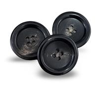 10 Stück echt Horn Knöpfe schwarz braun flach 4Loch in 15mm, 20mm, 22mm oder 25mm (20mm)