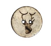 10 Stück echt Kokosnuss Knöpfe mit Hirsch 2 Loch Trachtenknopf beige braun in 3 Grössen (23mm)
