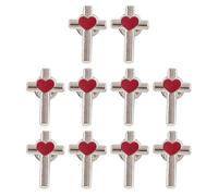 10 Stück Emaillierte Kreuze Herz Pin Brosche Unisex Revers Zubehör Kleidung Zubehör für Feier Event Personalisiertes Geschenk, Eine Größe, Wie beschrieben