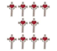 10 Stück Emaillierte Kreuze Herz Pin Brosche Unisex Revers Zubehör Kleidung Zubehör für Feier Event Alltagskleidung Pin, Eine Größe, Wie beschrieben