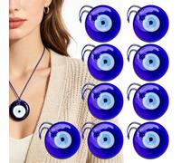 10 Stück Halskette, Schutzsymbol, Ornamente aus Glas mit blauer Kordel - für Männer, Frauen, Vater, Mutter, Freund, Teenager, Schlüsselanhänger, Auto, Halskette, Reisetasche