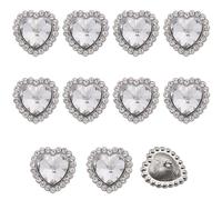 10 Stück Herz-Perlenknöpfe Gold Retro Vintage Perle Knöpfe Faux Pearl Buttons Herz Kristall Strass Knopf Perlen-Pfirsich-Herzknopf Perle Knöpfe für Kleidung, DIY Crafts Taschen (Transparent(28mm))