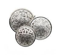 10 Stück Hohle Metallknöpfe - Schwarze, Silberne und Goldene Runde Dekorative Knöpfe für Kleidung und Nähzubehör