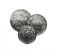 10 Stück Hohle Metallknöpfe - Schwarze, Silberne und Goldene Runde Dekorative Knöpfe für Kleidung und Nähzubehör