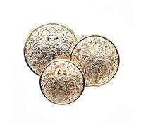 10 Stück Hohle Metallknöpfe - Schwarze, Silberne und Goldene Runde Dekorative Knöpfe für Kleidung und Nähzubehör