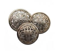 10 Stück Hohle Metallknöpfe - Schwarze, Silberne und Goldene Runde Dekorative Knöpfe für Kleidung und Nähzubehör