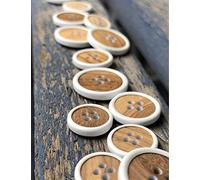 10 Stück Holz und weiss lackiert Holzknöpfe aus echtem Oliven Holz 4 Loch (30mm)