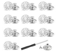 10 Stück Hosen Ersatz Knöpfe, Ø 17mm Verstellbare Jeansknöpfe mit Schraubendreher, Messing Jeansknöpfe Stecken für DIY Jeansknopf zur Reparatur von Jeans, Hose