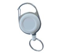 10 Stück JOJO - Ausweishalter / Ausweisclip / Schlüsselanhänger mit runder Form, Metallumrandung, Gürtelclip, Schlüsselring, Farbe weiß
