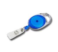 10 Stück JOJO - Ausweishalter Ausweisclip Schlüsselanhänger ovale Form, Metallumrandung Druckknopfschlaufe, Farbe transparent blau