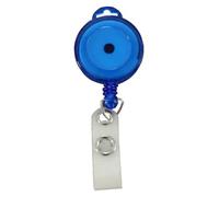 10 Stück JOJO - Ausweishalter Ausweisclip Schlüsselanhänger, runde Form, Bandschlitz, Druckknopfschlaufe, Farbe transparent Blau