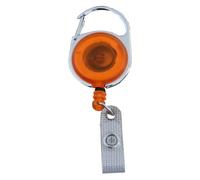 10 Stück JOJO - Ausweishalter Ausweisclip Schlüsselanhänger runde Form Metallumrandung Druckknopfschlaufe, Farbe transparent orange