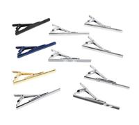 10 Stück Krawattenklammern für Herren, Silber, Poliert im Etui | Kupfer Metall, Modern Minimalistischer Stil, für Anzug, Büro und Festliche Anlässe, Geschenkbox