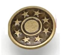 10 Stück Metallknöpfe/Jeansknöpfe, bronzefarben, Stern-Muster Ø ca. 17mm, Stift 8mm