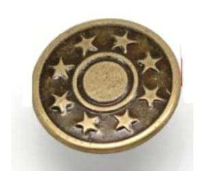 10 Stück Metallknöpfe/Jeansknöpfe, bronzefarben, Stern-Muster Ø ca. 17mm, Stift 8mm