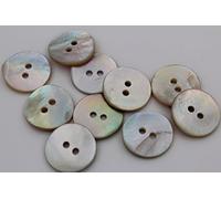 10 Stück, natürlich schimmernde Perlmuttknöpfe, 2 Loch aus europäischer Fertigung, flach, in 10 Größen erhältlich, Perlmutt Knöpfe (11mm)