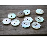 10 Stück, natürlich schimmernde Perlmuttknöpfe, 2 Loch aus europäischer Fertigung, flach in 10 Größen erhältlich Perlmutt (14mm)