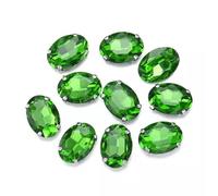 10 Stück ovale Kristall-Strassperlen zum Aufnähen mit Flacher Rückseite, Krallenform, DIY-Schmuck, 18 x 25 mm, Hellgrün