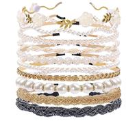 10 Stück Perlen Kopfbänder Metallkopfbänder, Elegante Metall perlen Haarreif für Frauen, Mädchen, Bräute, rutschfeste Haarreifen für Hochzeit