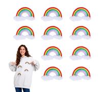 10 Stück Regenbogen Patches zum Aufbügeln, Patch Bügeln Regenbogen mit Wolken-Design für Kleidung, Rucksäcke Accessoires, Bügelpatch für DIY Upcycling, 5,2x3,0 cm